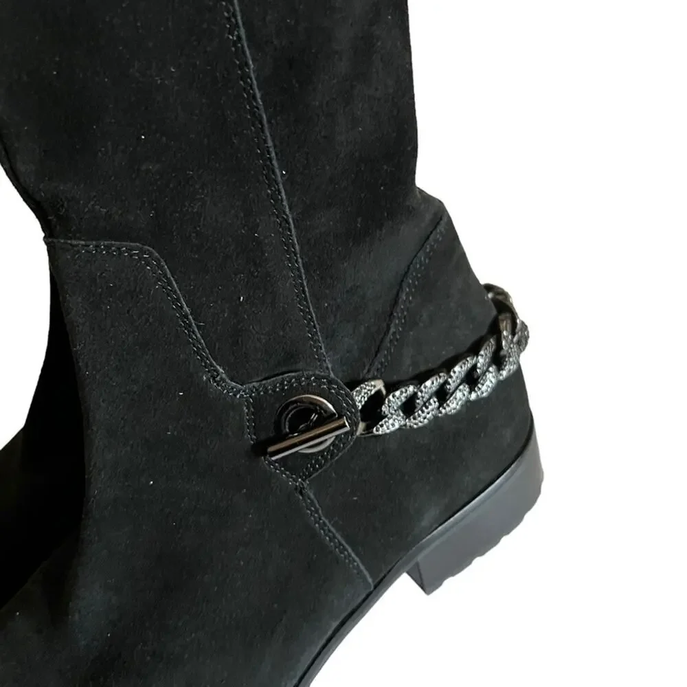 Karl Lagerfeld Paris Shay Black Suede Knee High Boot Size 7.5